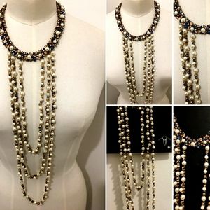Perles and Pierres Pearl and Jeweled Necklace by Zara